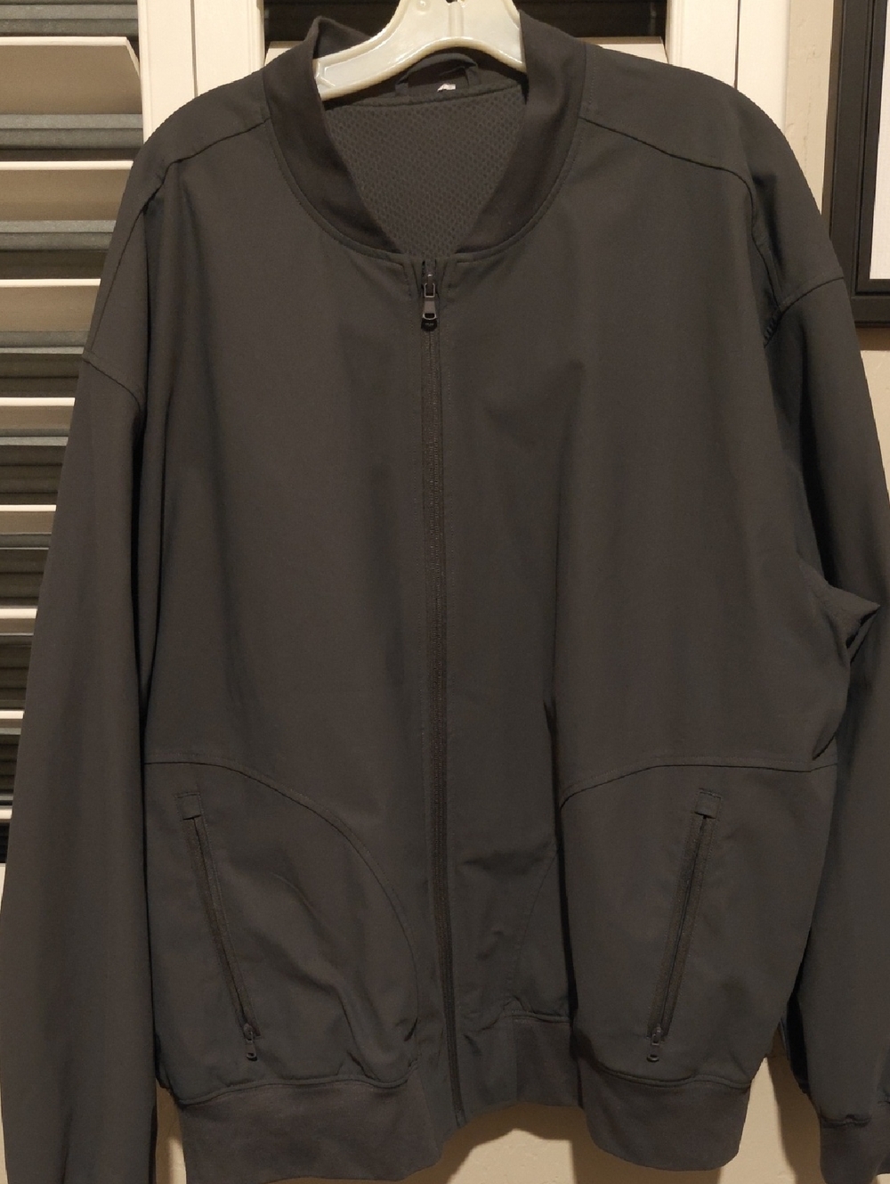 Fabletics Men's Dark Gray Zip Bomber Jacket
